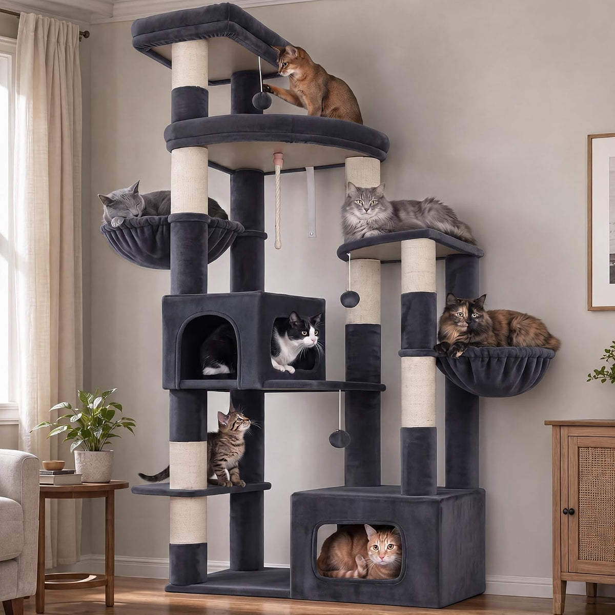 Cat Tree, 43.3'' Cat Tower with Hammock for Kittens GCT004SW