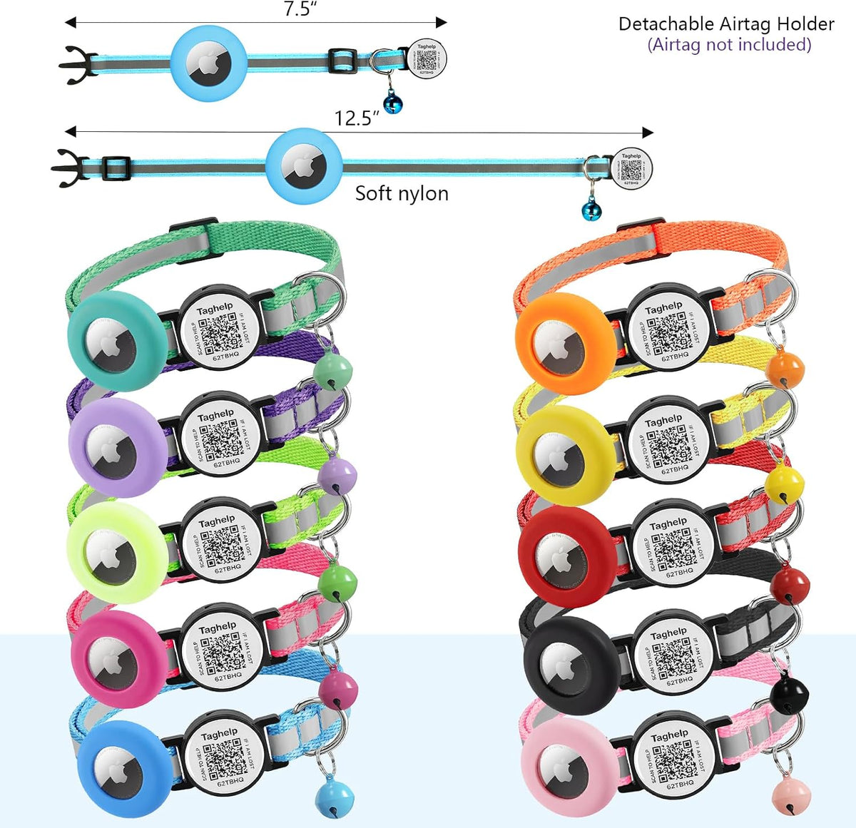 Reflective AirTag Cat Collar, Integrated Cat Collar with Air Tag Holder
