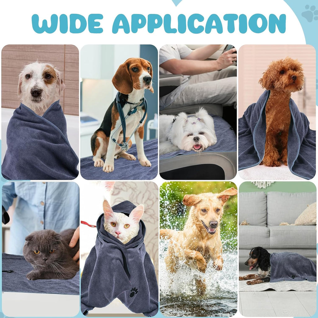 2 Pack Microfiber Dog Towels for Drying Dogs, Pet Bath Supplies for Dog&Cat