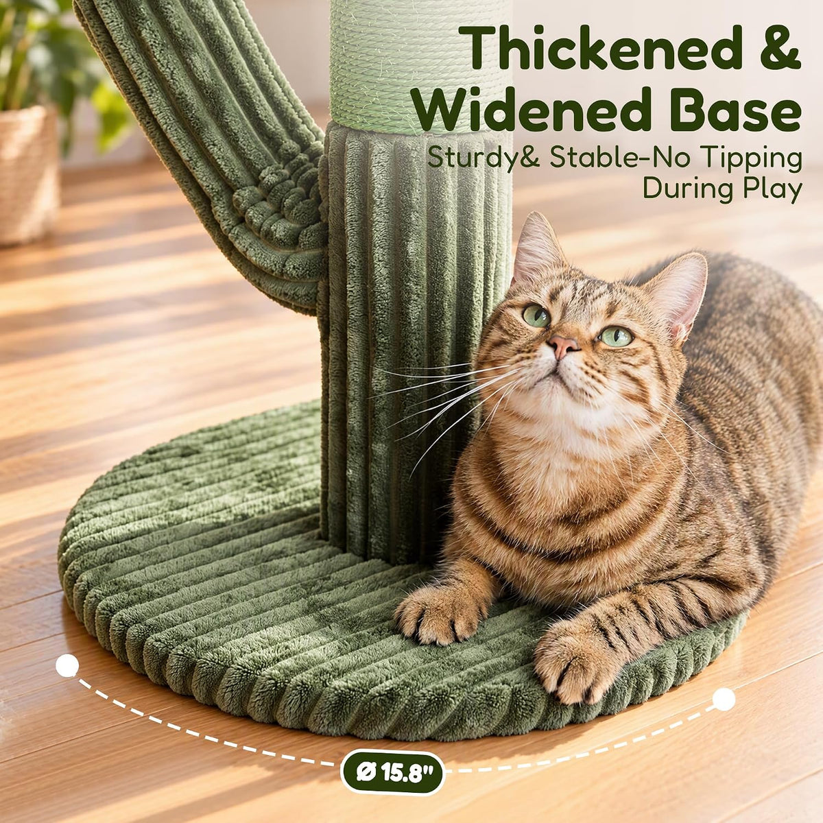 Cactus Cat Scratching Post, Natural Sisal Cat Scratcher with Toy