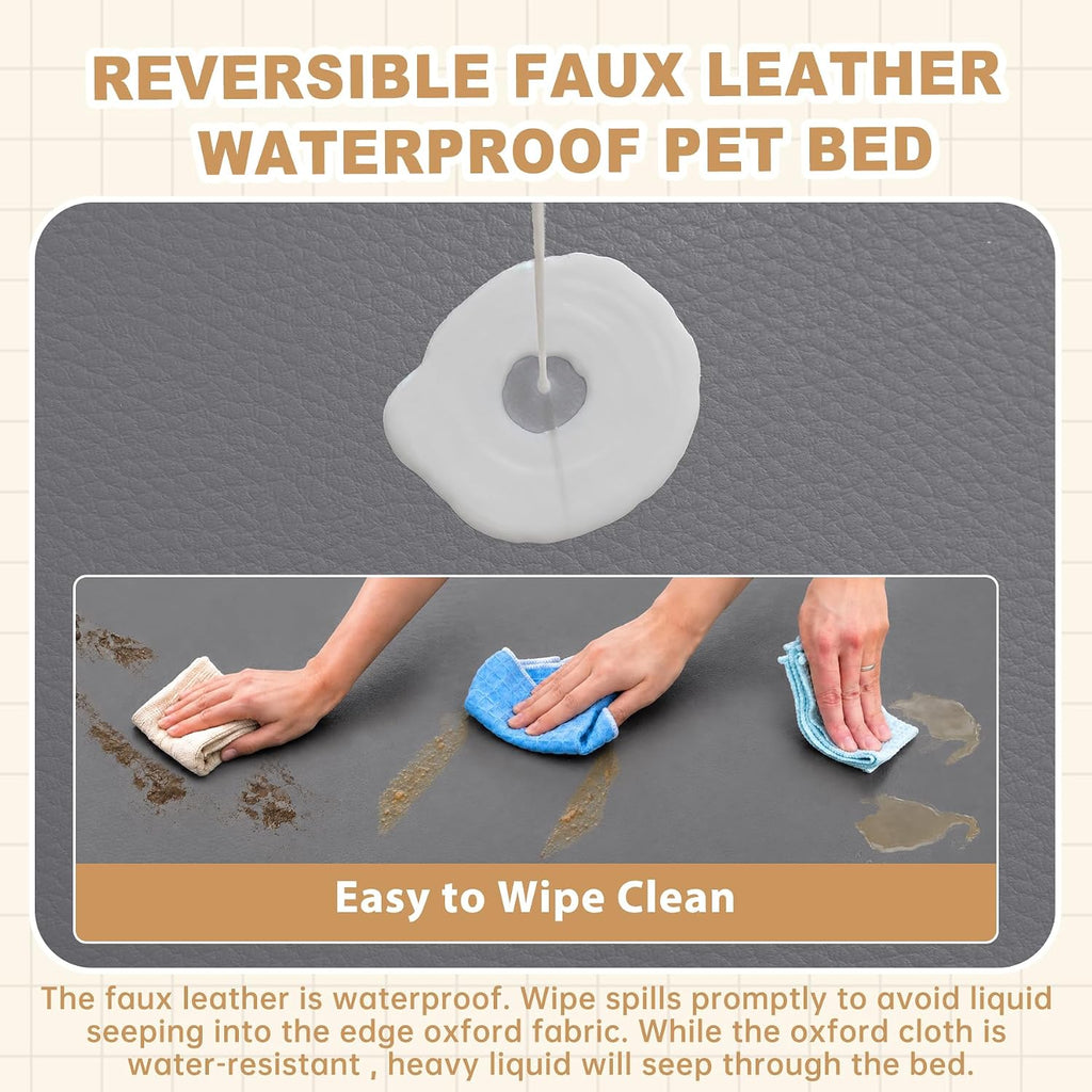 Waterproof XL Dog Bed Large Crate Pad 42" Outdoor Washable Leather Wipeable