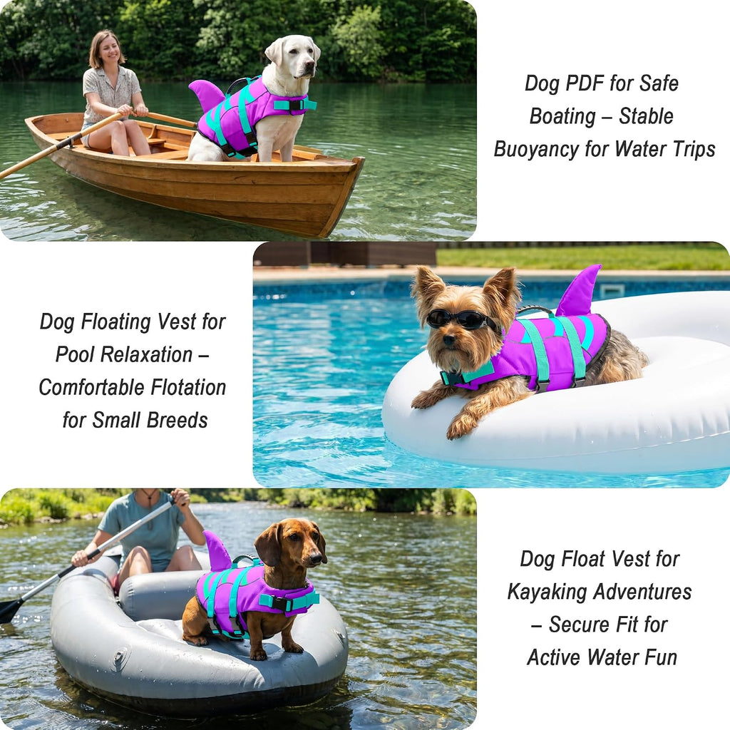 Fragralley Shark Dog Life Jacket, Easy to Put on Dog Life Vest for Swimming and Boating, Vibrant & Adjustable Dog Life P