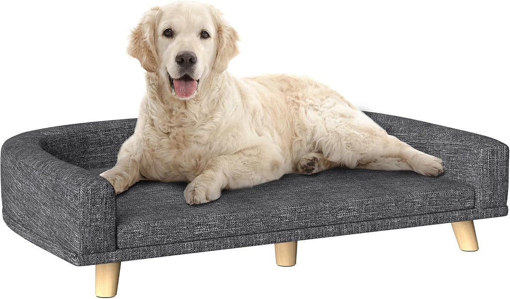 PawHut Dog Sofa Couch, Pet Bed with Comfortable Luxury Cushion, Washable Cover, Wooden Legs, Anti-Slip Mat for Large Dog