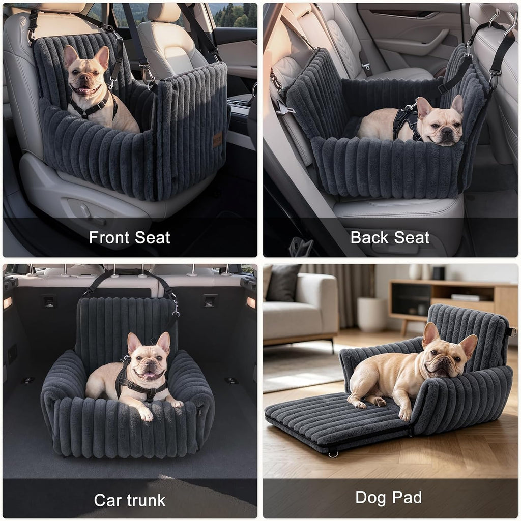 MIXJOY 6-in-1 Dog Car Seat for Small/Medium Dogs up to 23 lbs,Grey