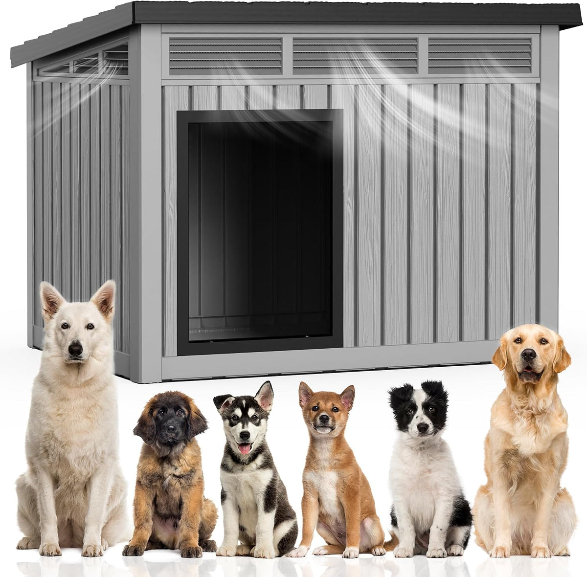 VIXZEN Dog House Outdoor & Indoor, Medium Size, Black