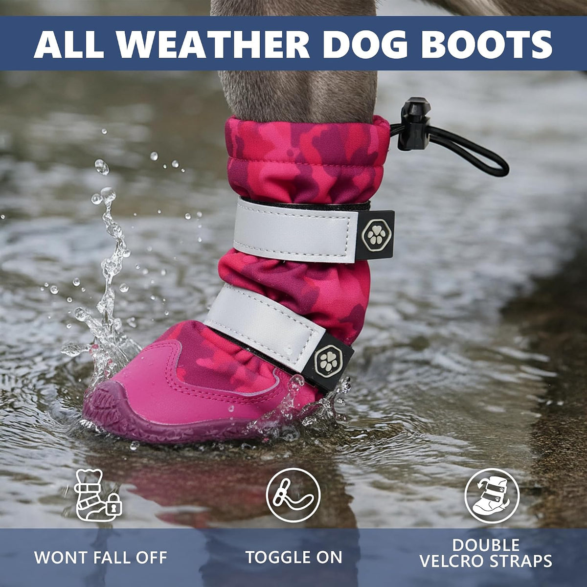 Spark Paws Dog Winter Boots, Waterproof Snow Booties, Small Large Dogs