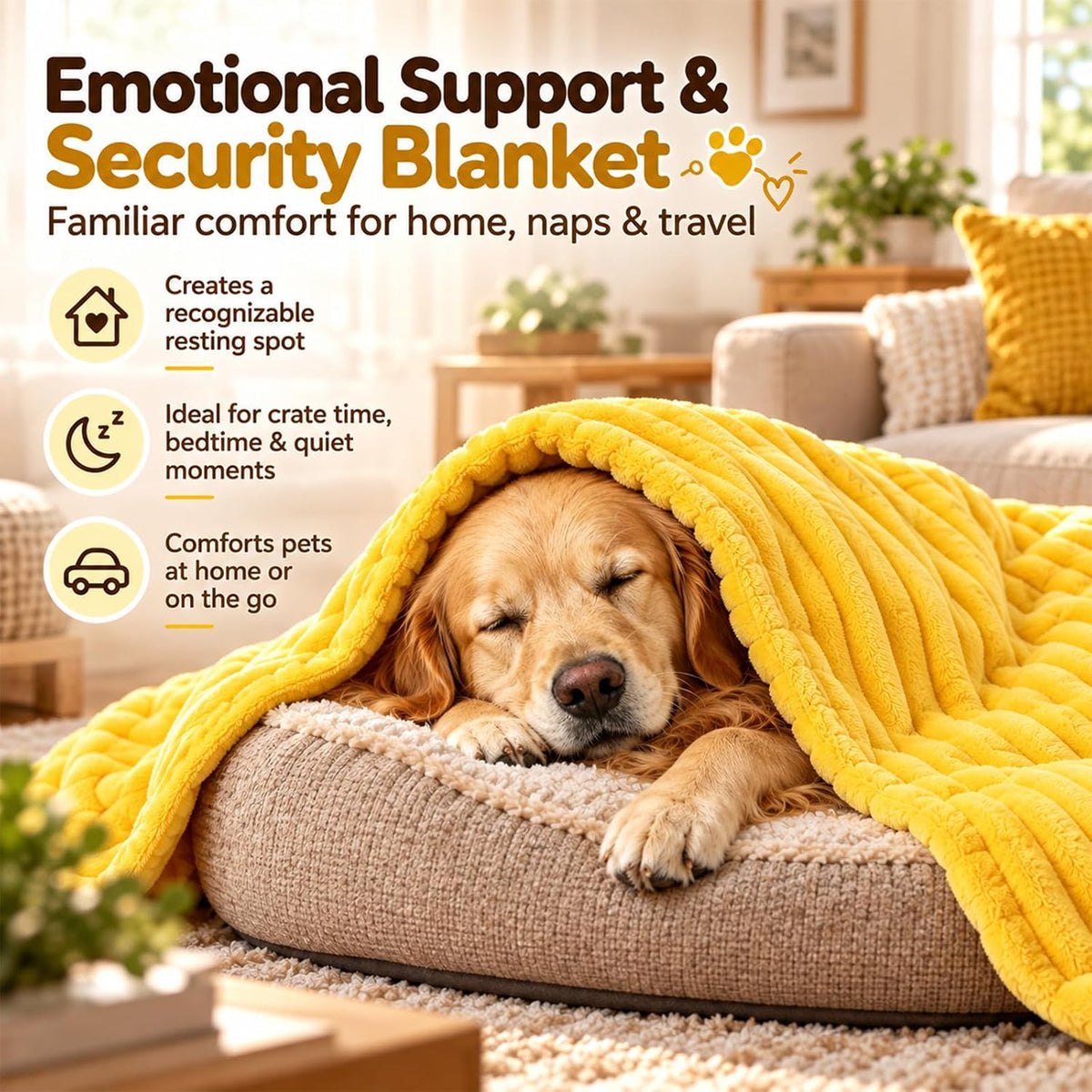 Yellow Dog Blanket, Emotional Support Blanket for Dogs，39.4" x 59.1"