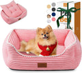 Zerbuger 25in Pink Rectangle Cat Dog Bed Machine Washable Sleeping Sofa