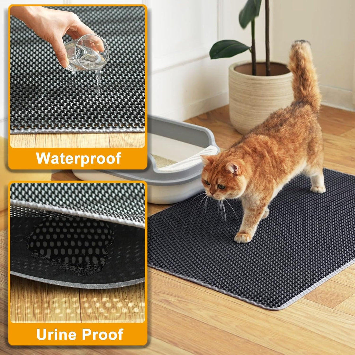 Cat Litter Mats-Extra Large 47''x36'' Litter Trapping Mat for Cat-XXL Litter box Matt for Floor-2 Layer Catcher Rug for 