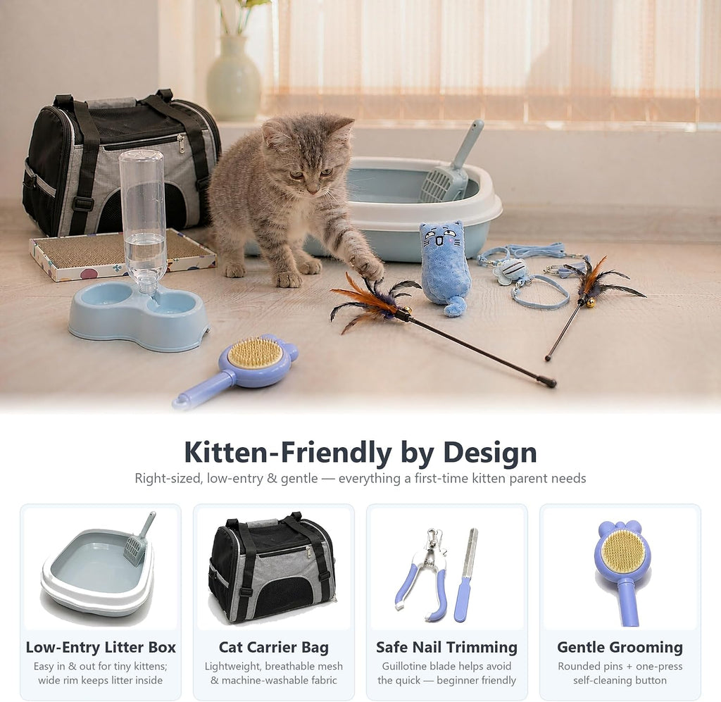 16PCS Kitten Starter Kit,Kitten Essentials Includes New Cat Essentials,Toys