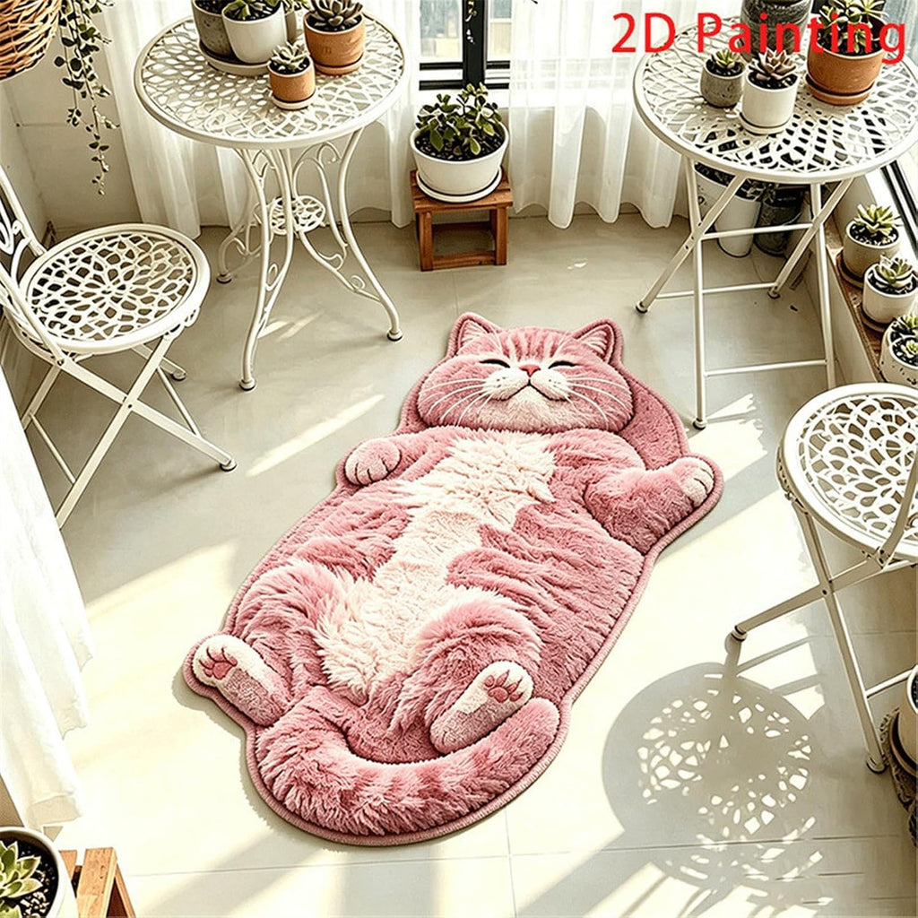 Soft Cats Floor Mat, Sleeping Feline Entryway Area Rug，E：50 * 80