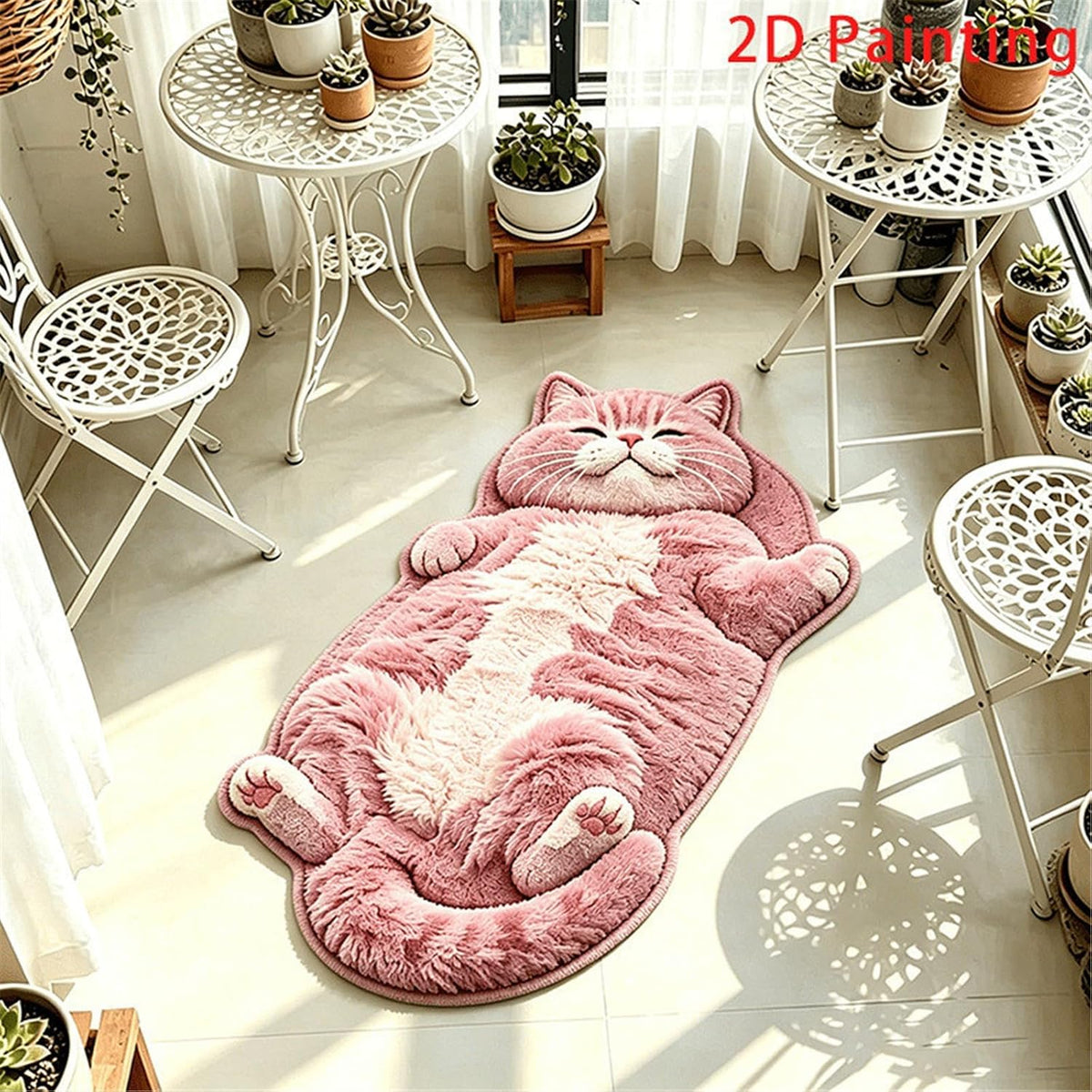 Soft Cats Floor Mat, Sleeping Feline Entryway Area Rug，E：50 * 80