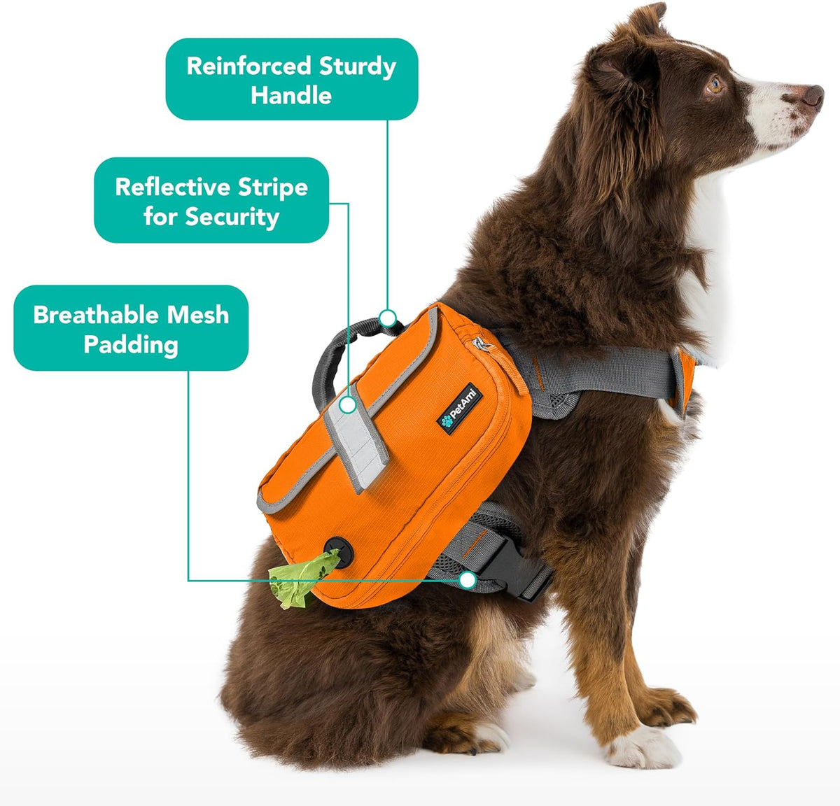 PetAmi Dog Backpack for Medium Large Dogs, Hiking Saddle Bag, Orange