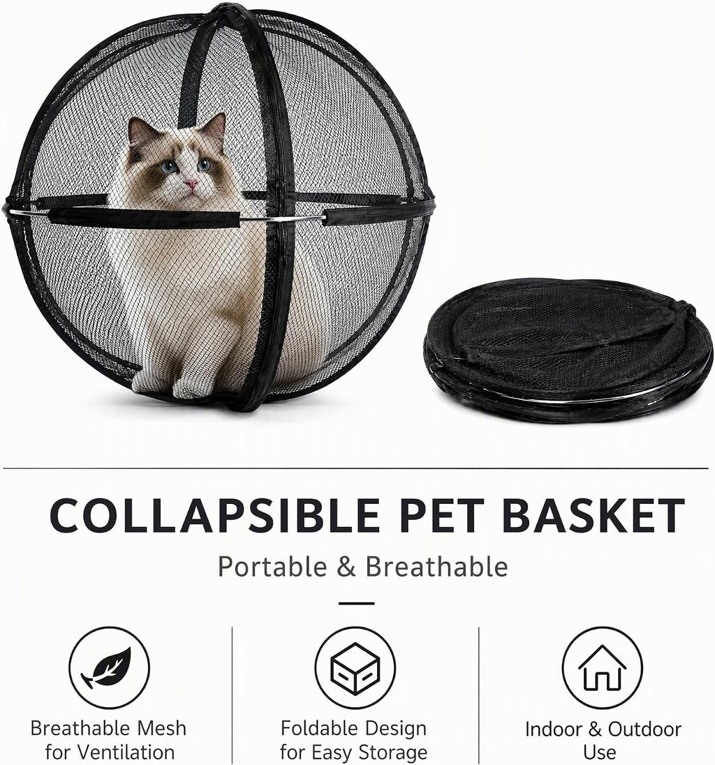 Portable Outdoor Cat Enclosure 27" Mesh Ball Cat Cage