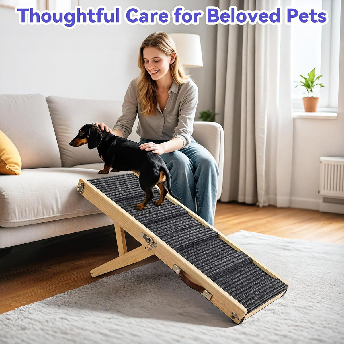Pawaboo 2026 Upgraded Small Dog Ramp for Couch Foldable, 5 Ajustable Height