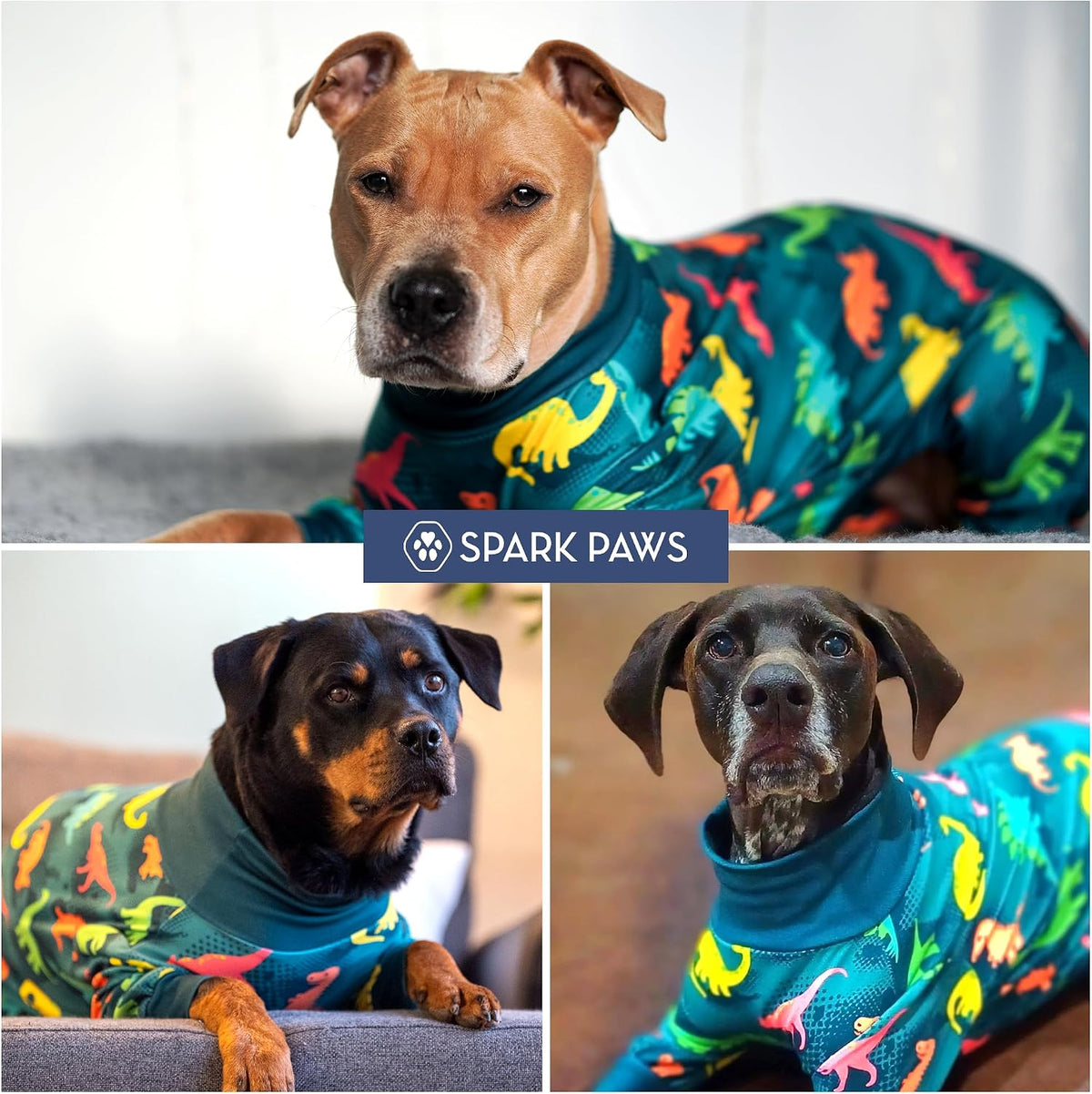 Spark Paws Dog Pajamas Onesie Shirt for S Med Large Breeds - Full Leg PJS