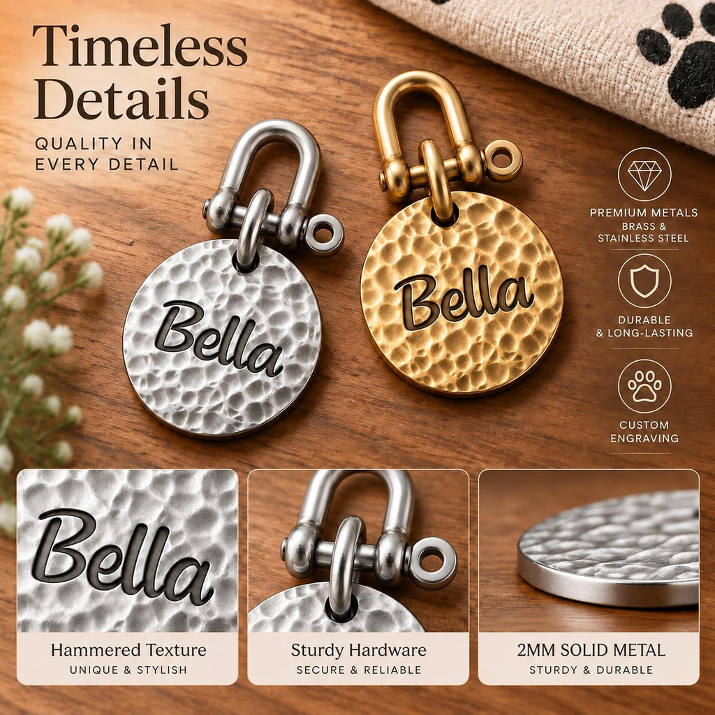 BONBOY Personalized Dog Tag, Engraved Pet ID Tag, Custom Dog Name Tag (Large, Brass)