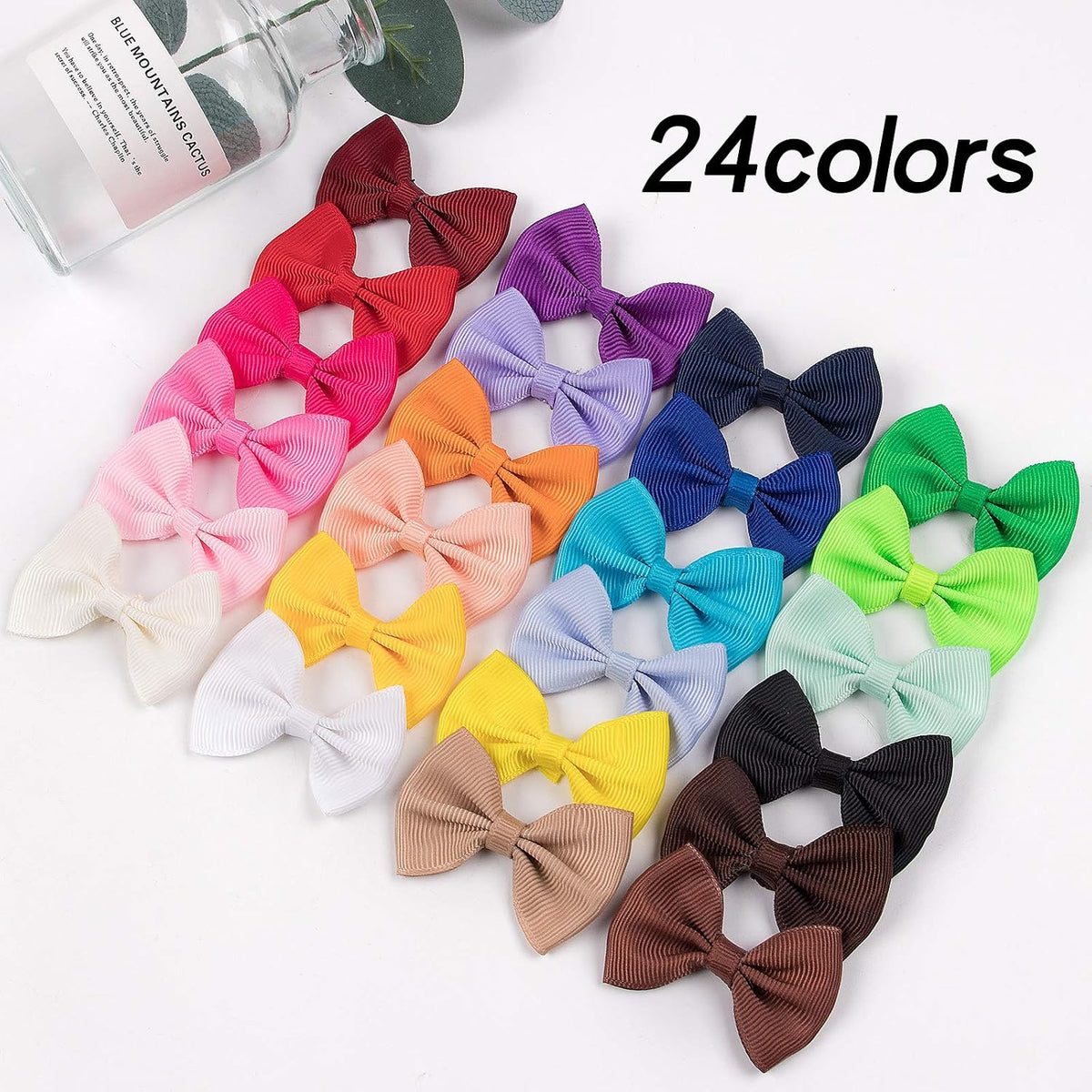 48PCS(24pairs) Dog's Hair Bows Clips,Small Handmade Hair Accessories Bow Pet Puppy for Doggies Cat Kitten Rabbit Groomin