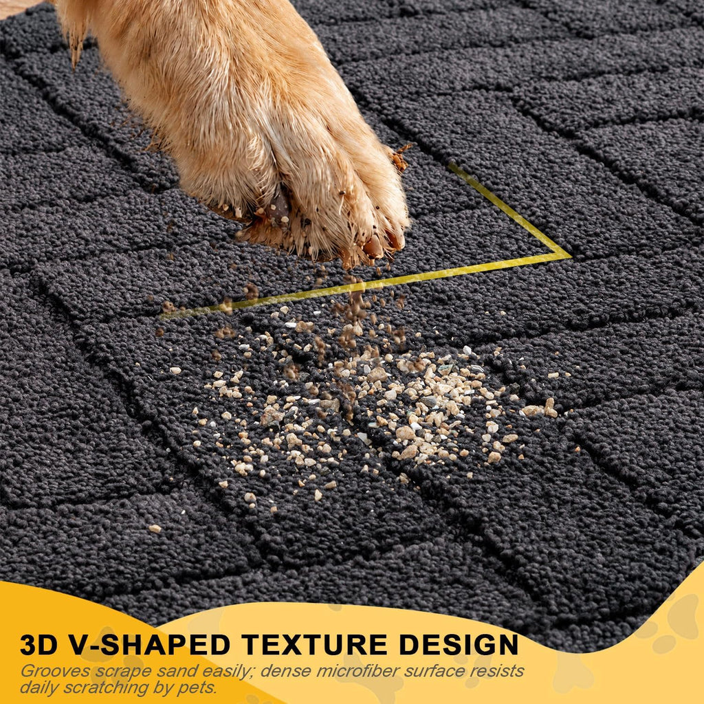 Dog Door Mat for Mud Paws, Dirt Trapper Mud Mat, 24"x59" Charcoal