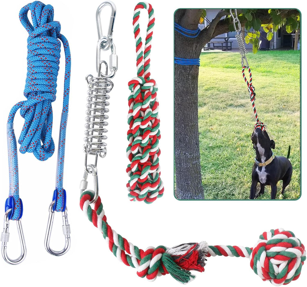 HOPET Dog Outdoor Bungee Hanging Toy, Tether Tug of War Toys for Medium to Large Dog to Exercise, Durable Interactive Tu