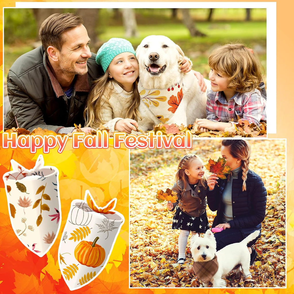 Huhumy 100 Pcs Thanksgiving Fall Dog Bandanas Bulk Fall Bandana for Dogs