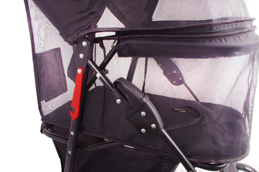 Full-Window pet Stroller 4 Wheels for Cats & Dogs, with Storage Basket,Cup Holder, Travel Puppy/Cats Stroller.
