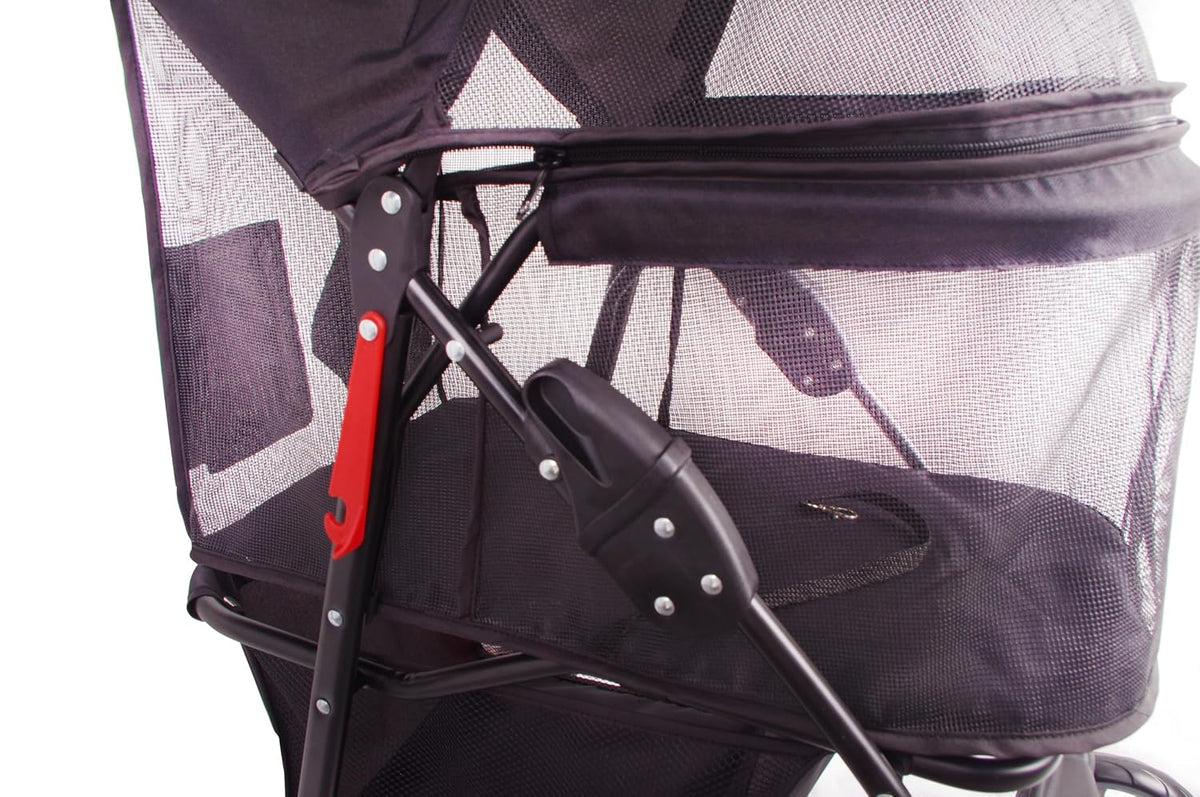 Full-Window pet Stroller 4 Wheels for Cats & Dogs, with Storage Basket,Cup Holder, Travel Puppy/Cats Stroller.