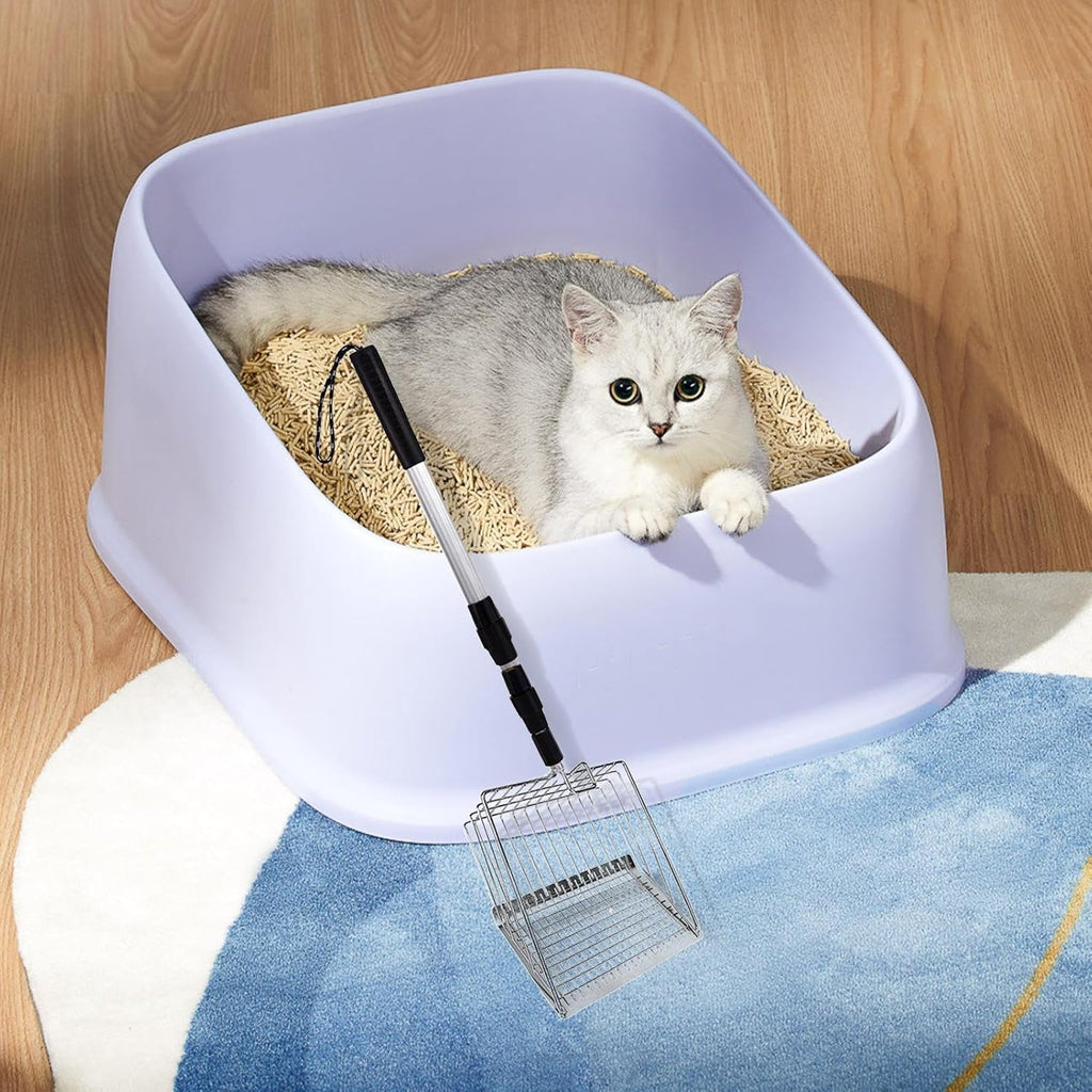 Handle Cat Litter Scoop – Metal PP Adjustable 42 Inch Pet Waste Scoop