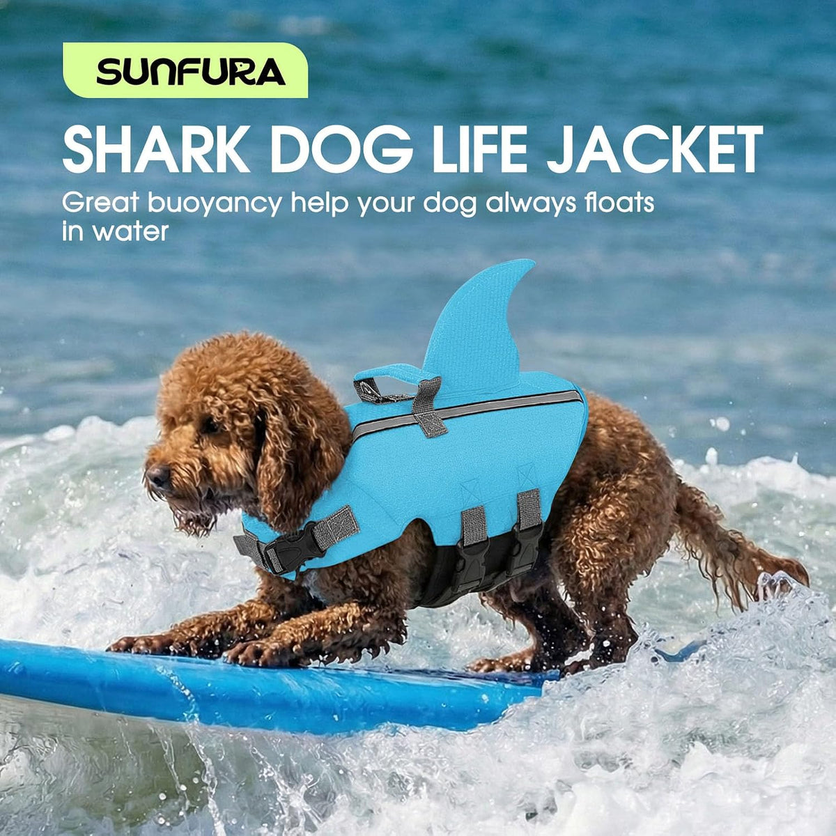 Dog Life Jacket, Small Dog Shark Life Vest for Swimming