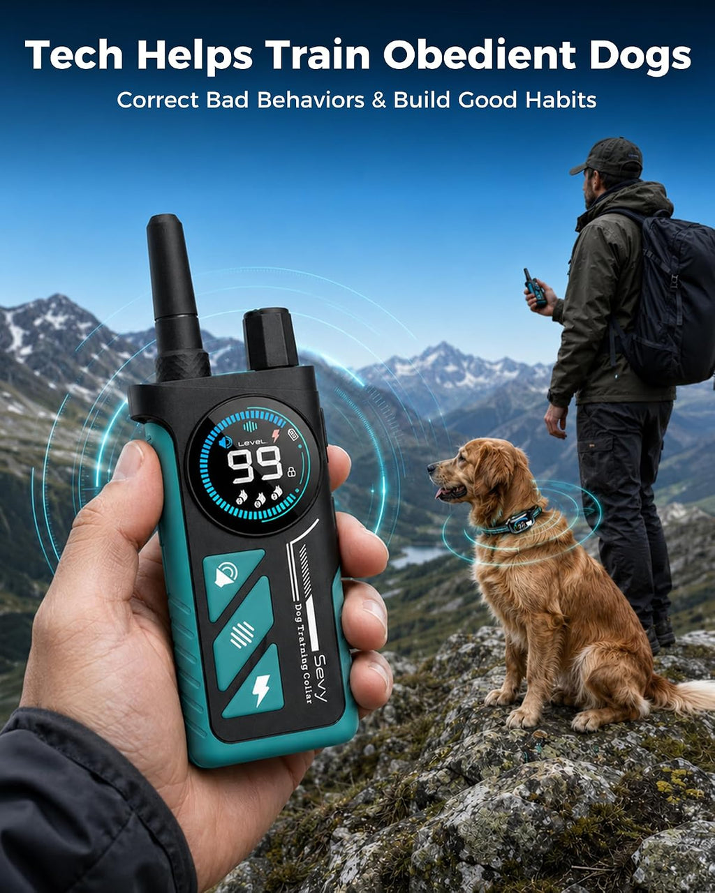 Sevy Buzzy 2-in-1 Dog Bark Collar & Dog Shock Collar with Remote for 2 Dogs