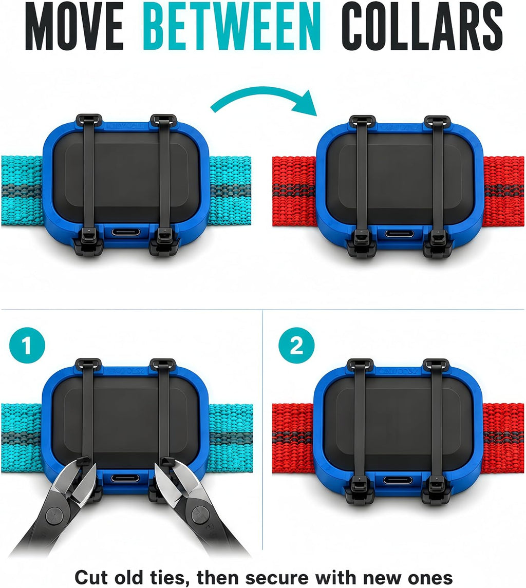 Dog Collar Tracker Holder Compatible with Fi Mini, Open Charging Port Mount (Blue)