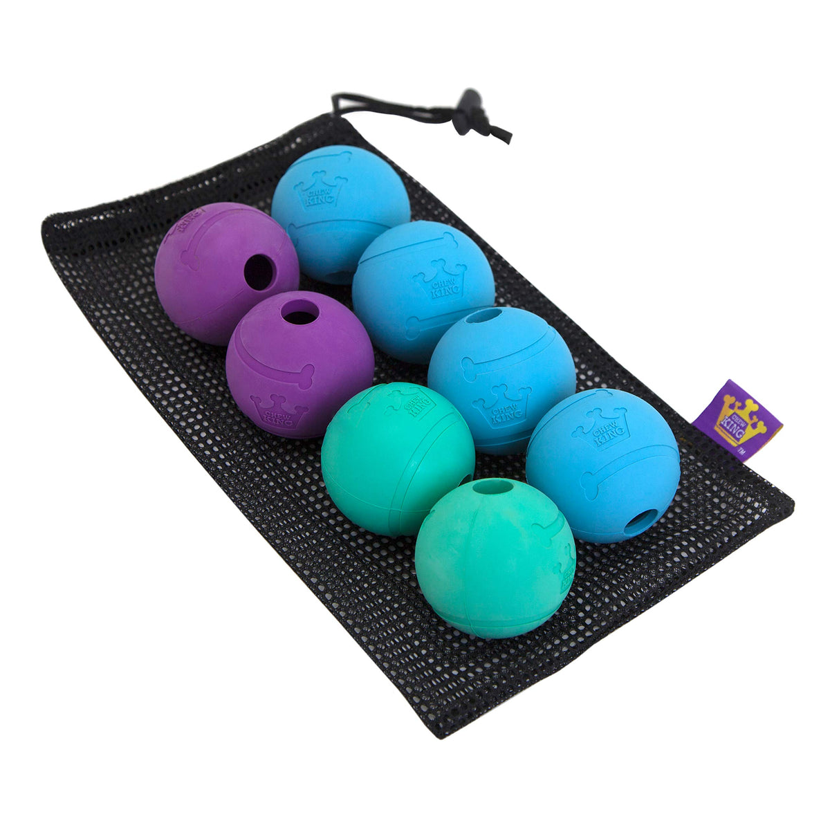 Chew King Fetch Balls Extremely Durable Natural Rubber Toy 2.5 inch, 8-pack (CM-0264-CS01)