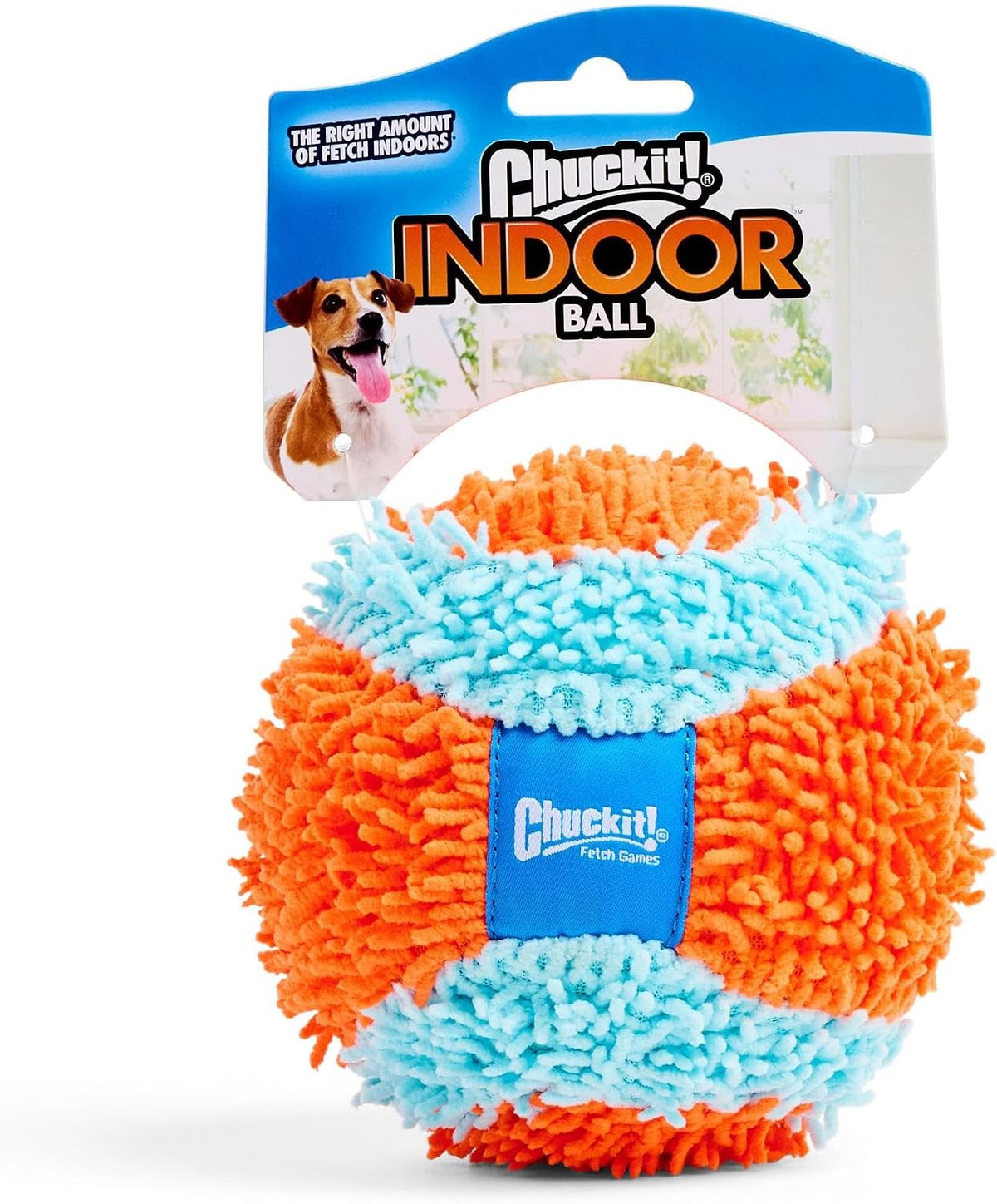 Chuckit! Indoor Fetch Ball Dog Toy, 4.75in, Orange and Blue