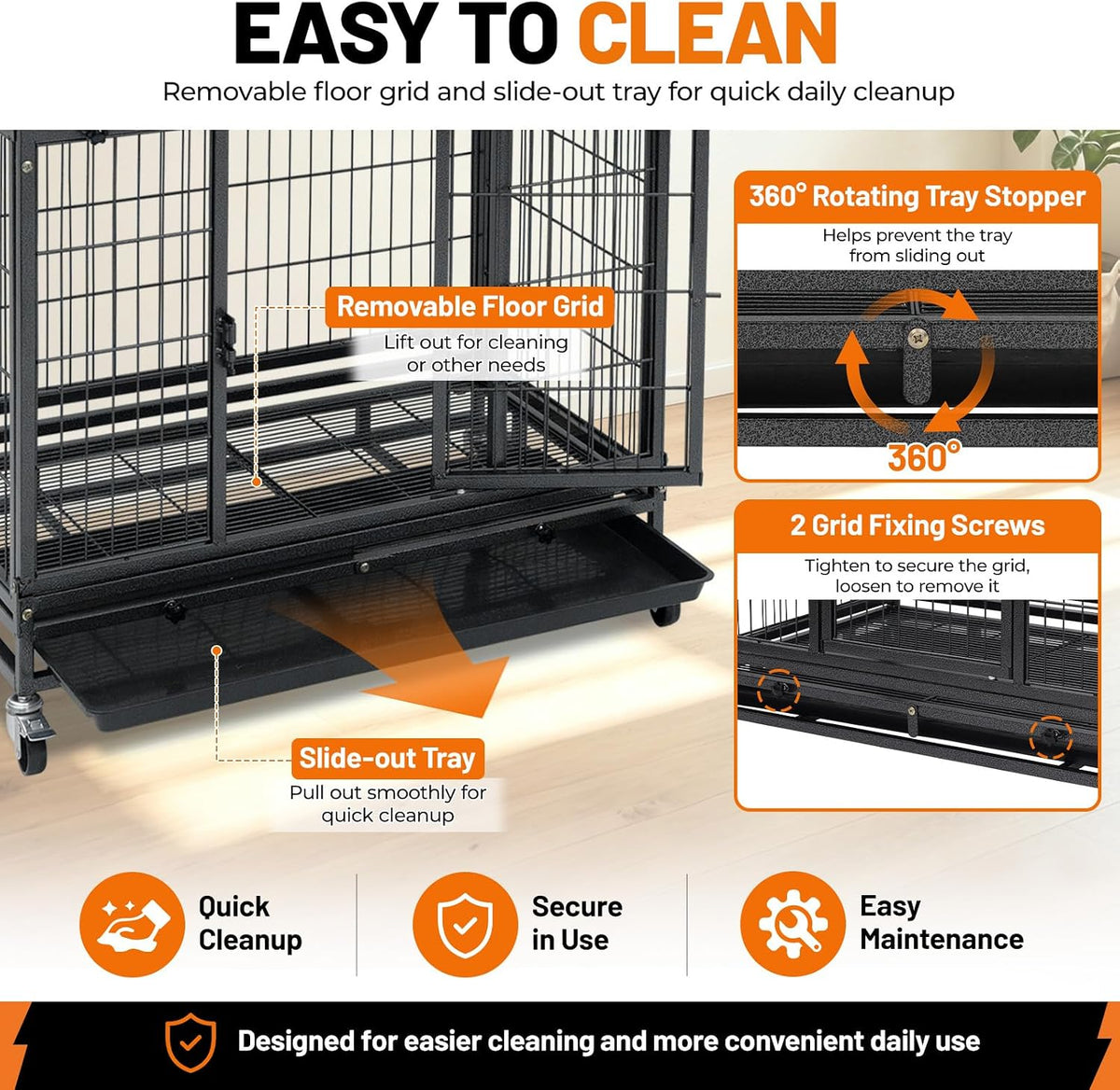 Homey Pet 31 Inch Stackable Dog Crate for Small Dogs, Heavy Duty Wire Cage