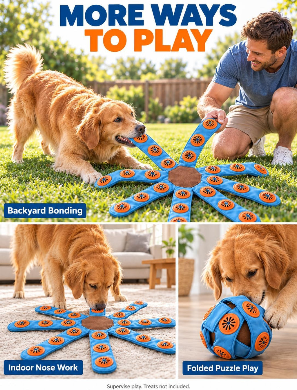 Virelunepets Dogtopus Boredom Buster for Dogs, Foldable Octopus Snuffle Toy (Small)