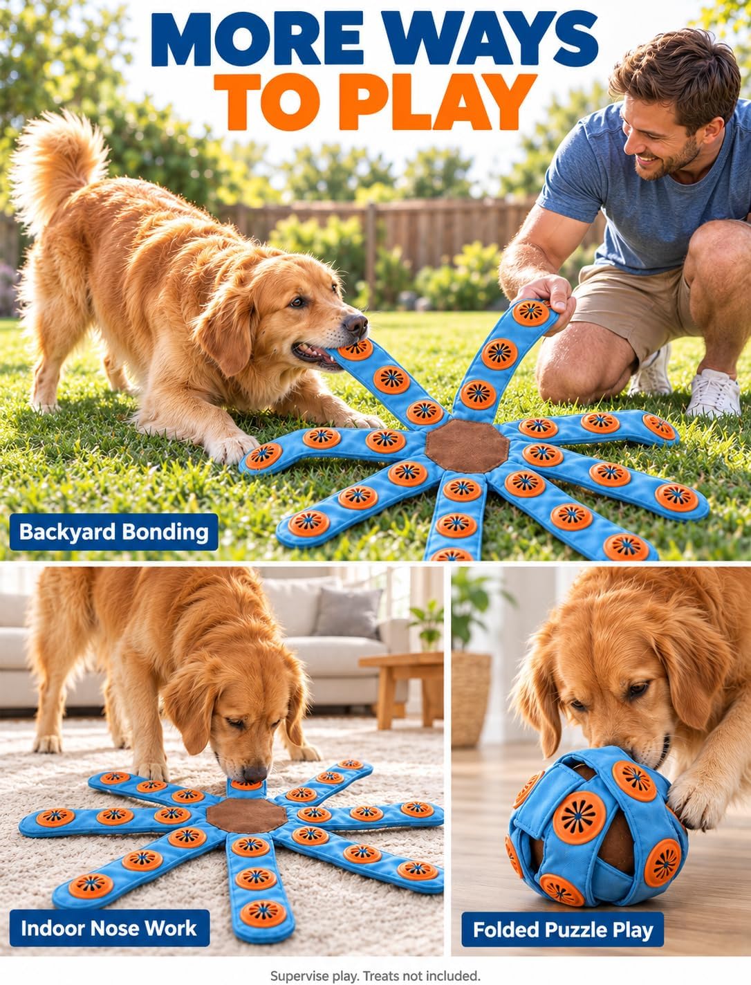 Virelunepets Dogtopus Boredom Buster for Dogs, Foldable Octopus Snuffle Toy (Small)