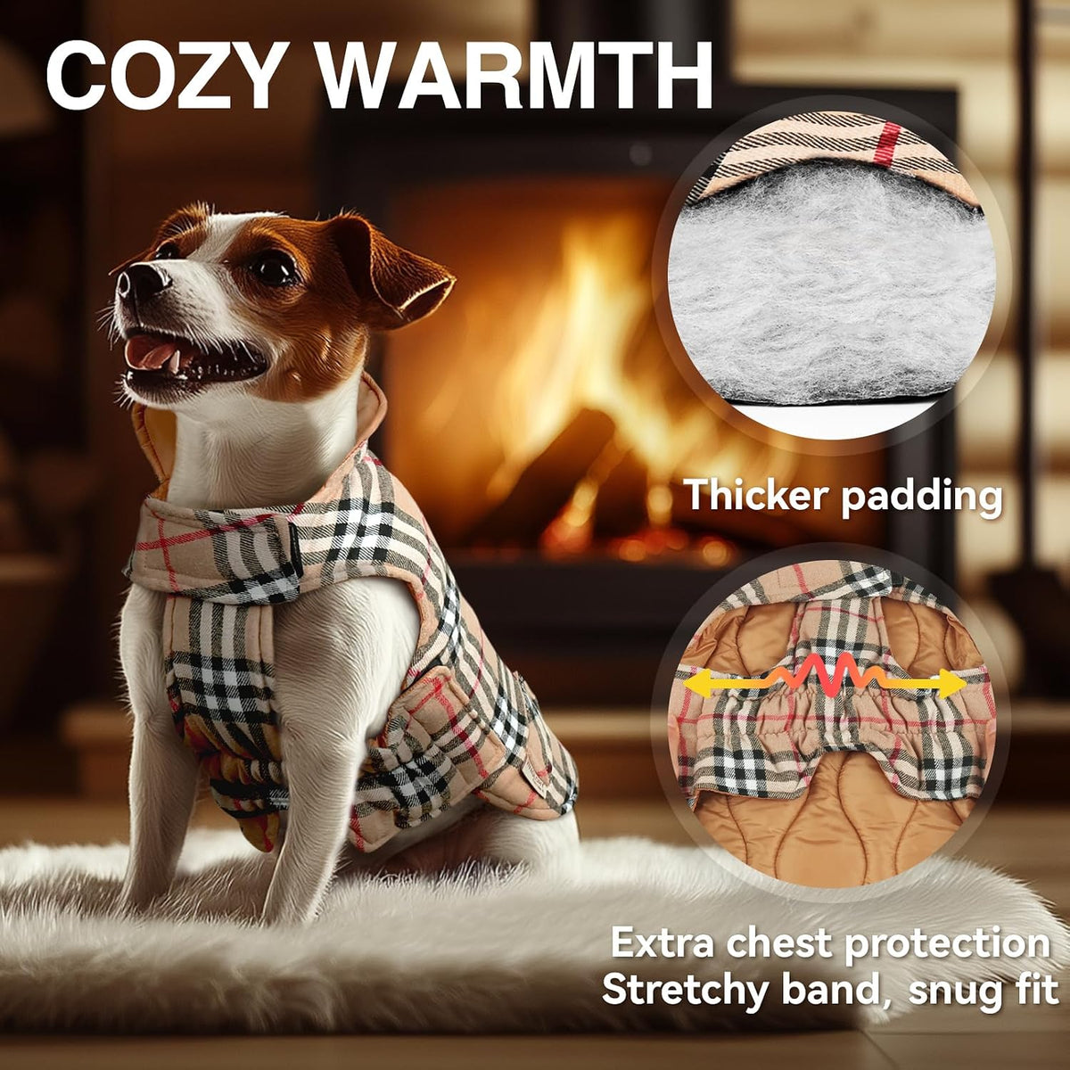 VIVAGLORY Dog Winter Coat Softjoy Warm Dog Jacket, M, Khaki