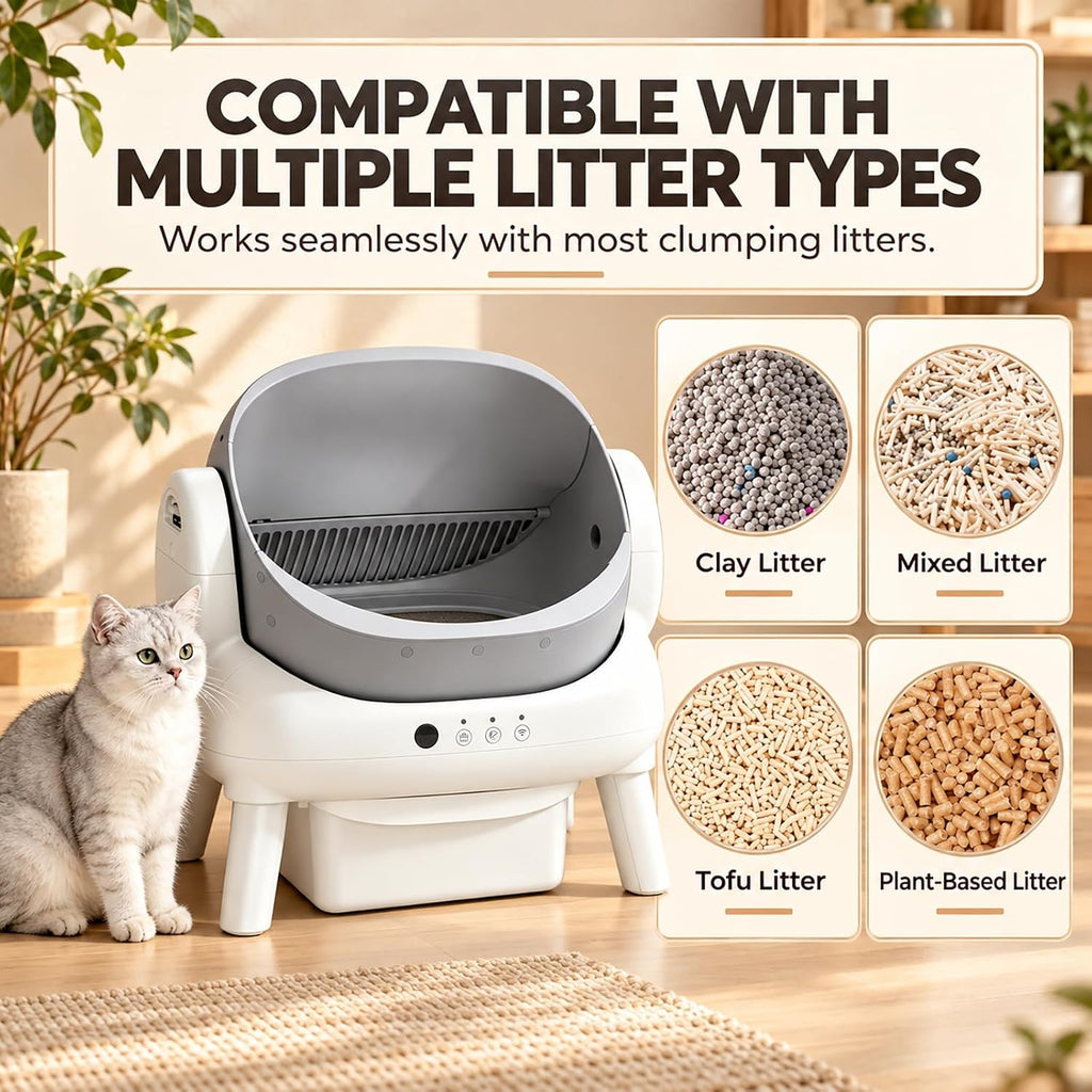 Cumrige Self Cleaning Litter Box, Open Top Automatic Litter Box