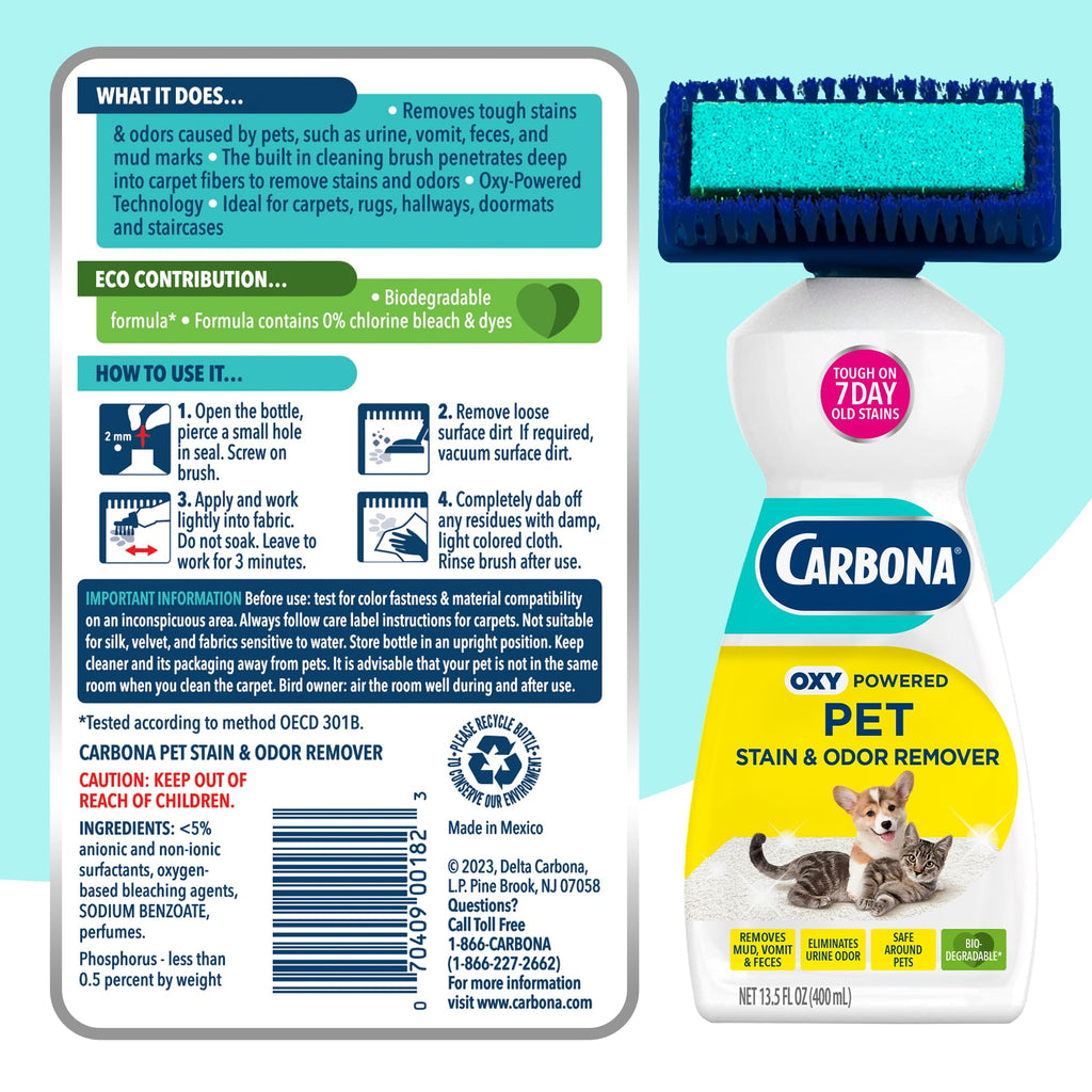 Carbona 2-in-1 Oxy-Powered Pet Stain & Odor Remover, 13.5 Fl Oz