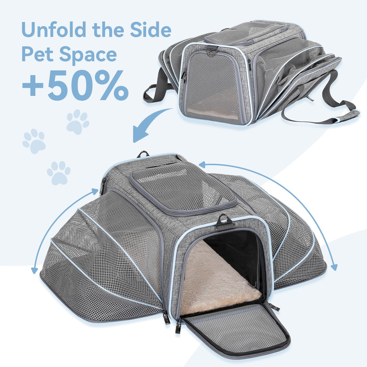 Petsfit Small Double Expandable Cat Carrier for Kittens and Air Travel