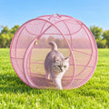 360° Panoramic Pop-Up Rolling Cat Playpen Hamster Ball for Outside (Pink)