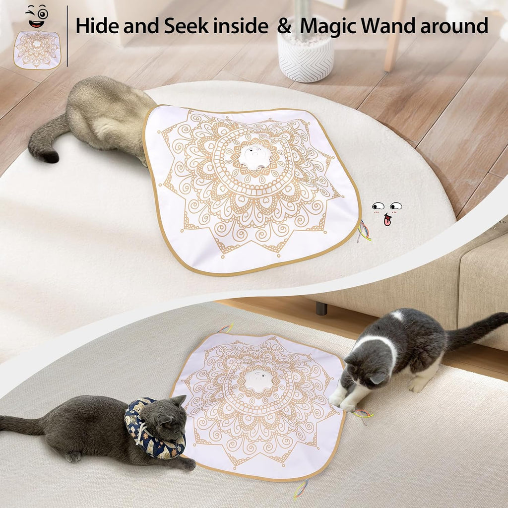 ORSDA Cat Toys for Indoor Cats, 4 in 1 Interactive Automatic Kitten Toys Hide and Seek with Mat, 8 Holes Mice Whack-A-Mo