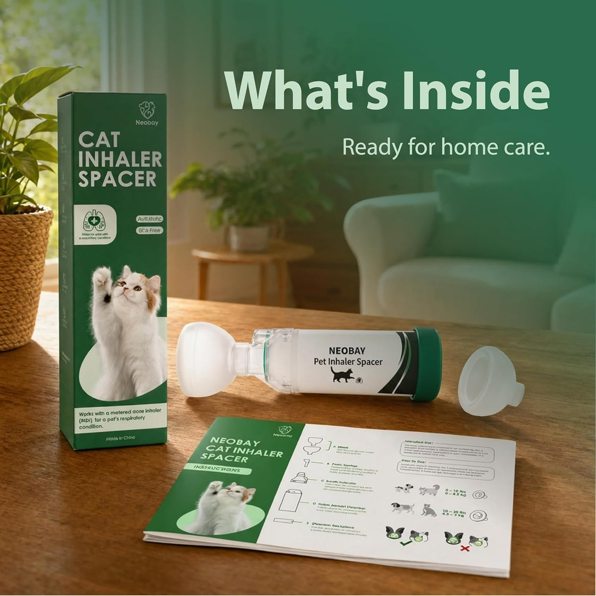 Neobay Cat Inhaler Spacer with Comfort Feeder, 2 Sets, One for Backup