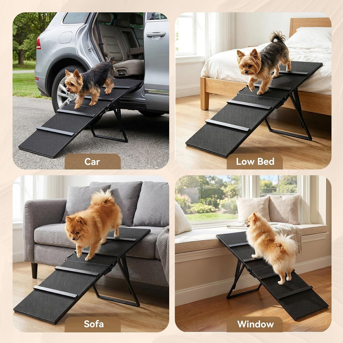 Metal Dog Ramp for Couch, Foldable Pet Ramp for Small Dogs 100 LBS