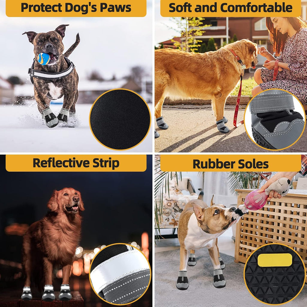 Dog Boots for Large Dogs, Medium Dog Boots & Paw Protectors for Hardwood Floors, Outdoor Dog Booties for Hot Pavement Wi