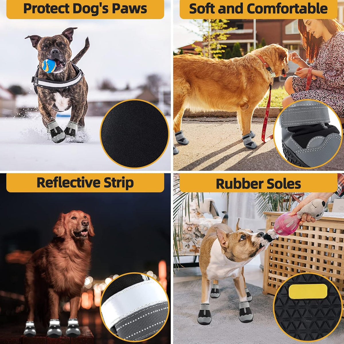 Dog Boots for Large Dogs, Medium Dog Boots & Paw Protectors for Hardwood Floors, Outdoor Dog Booties for Hot Pavement Wi
