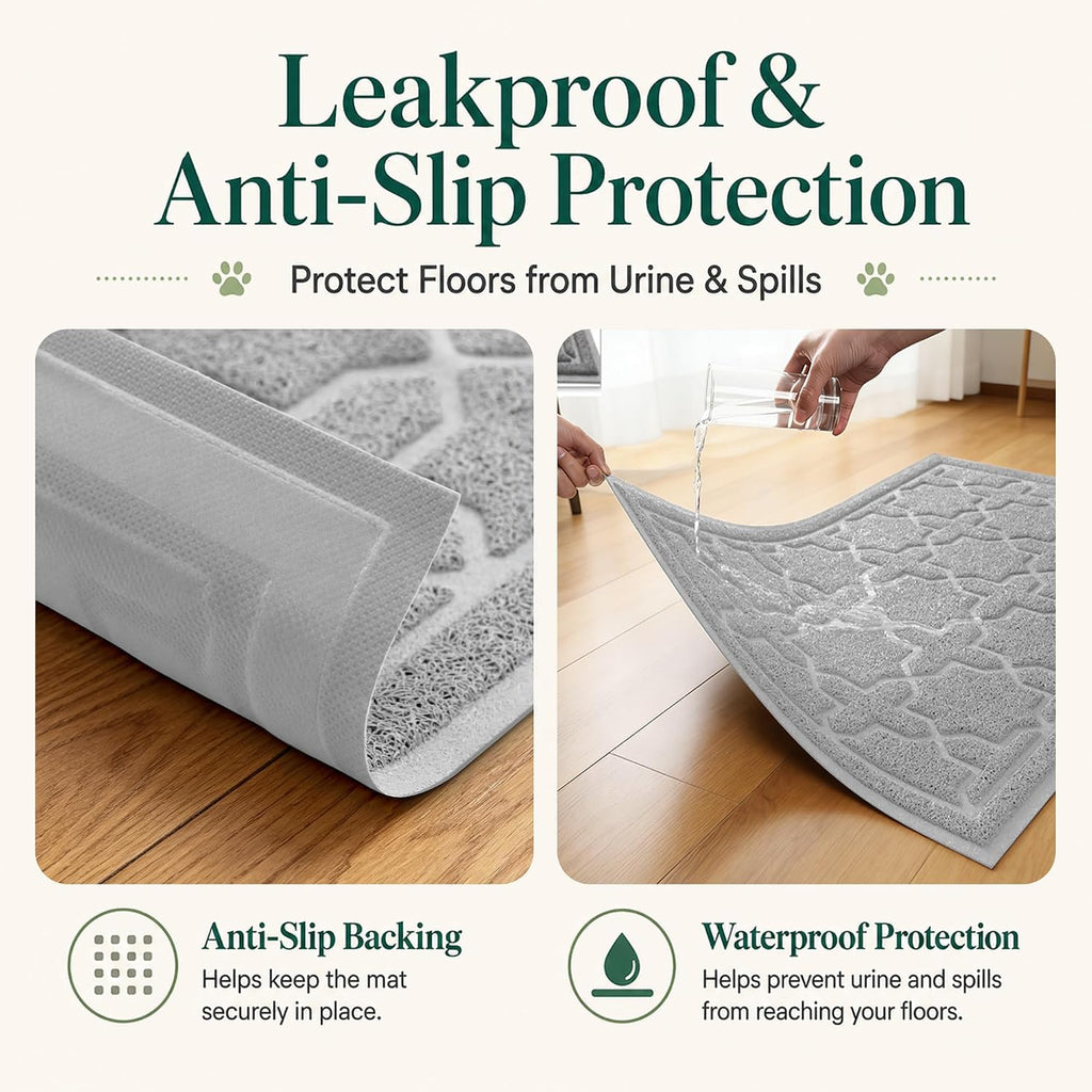 Yimobra Cat Litter Mat, Waterproof Litter Trapping Mat, 24x20, Grey