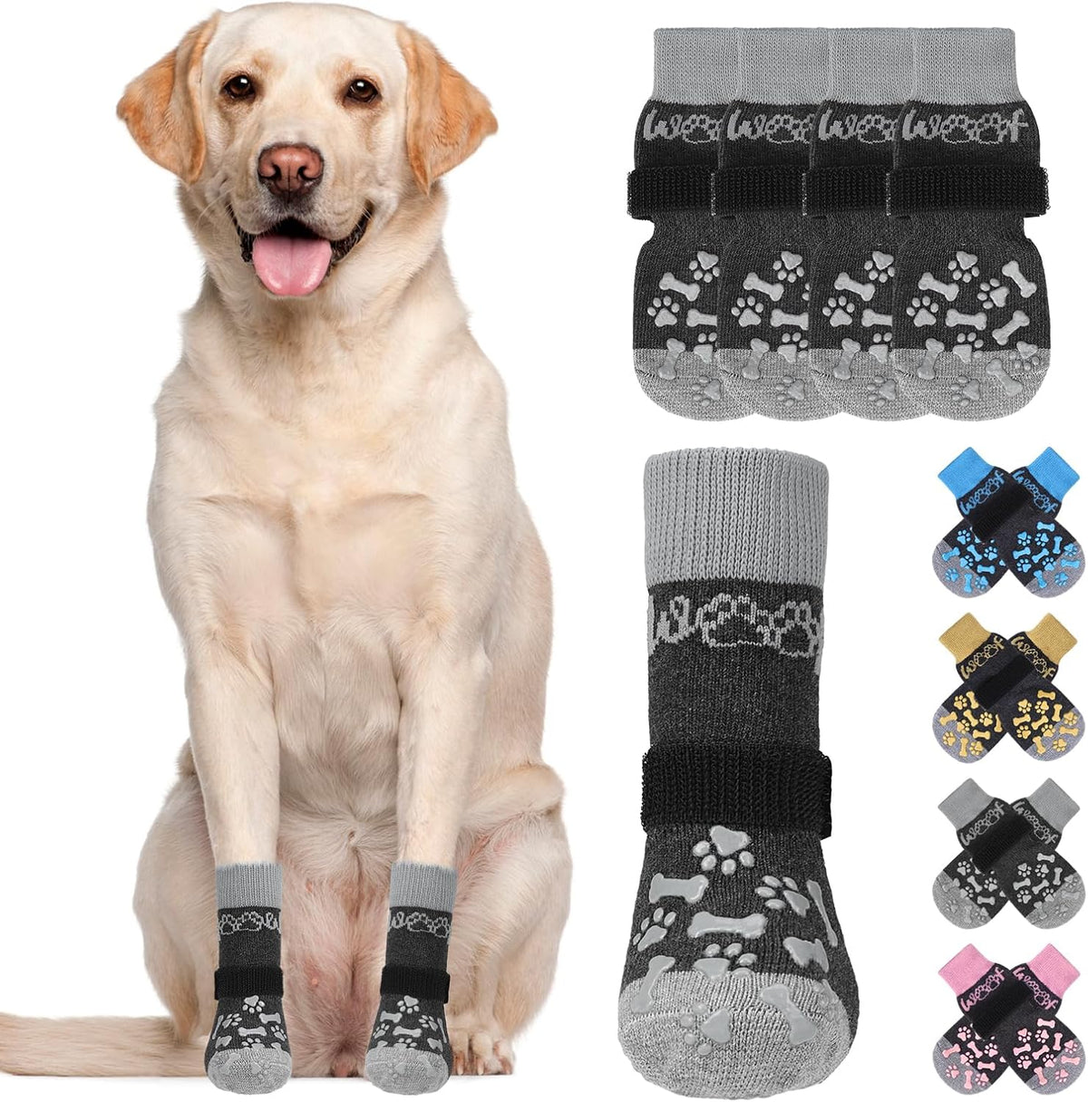 Dog Socks Shoes for Hot Pavement to Prevent Licking Paws, Winter Dog Boots&Paw Protector for Hardwood Floors Anti Slip,T