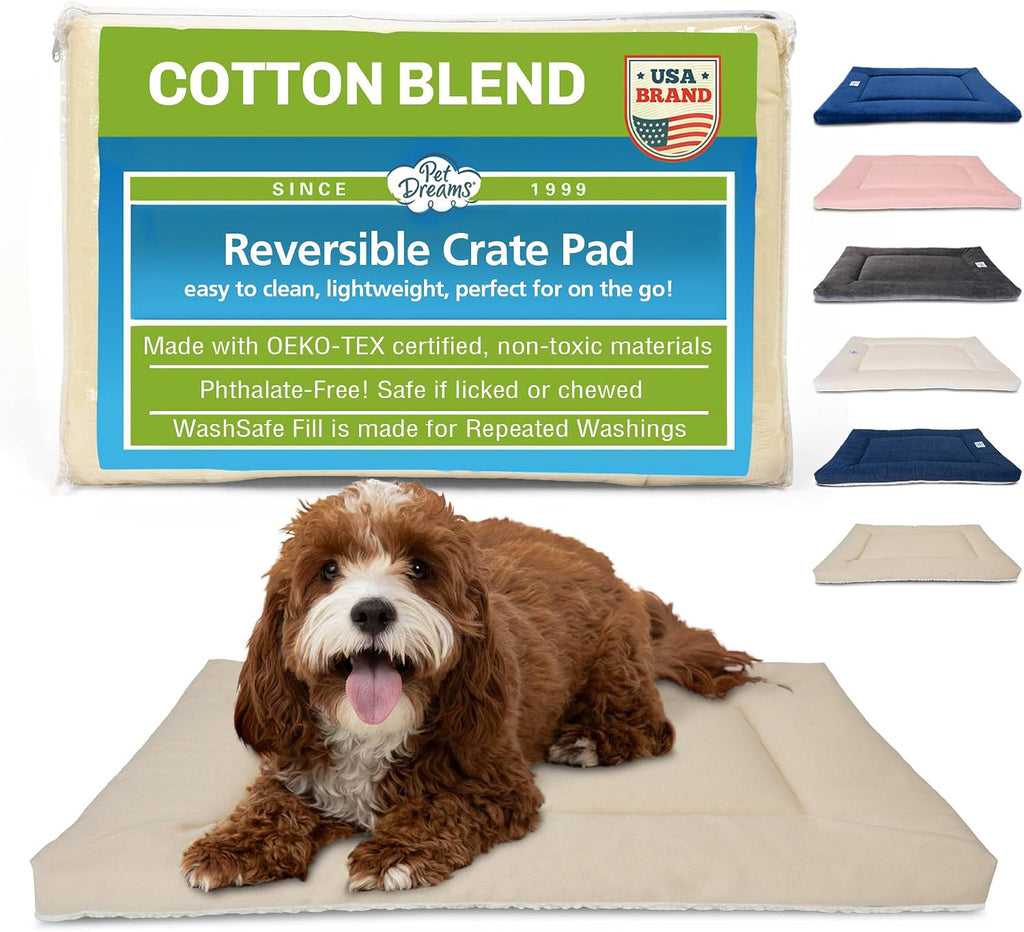 Pet Dreams Dog Crate Pad - Washable Kennel Mat, Crate Pads for Dog Cages, Non-Toxic, Flat Indoor Cat Bed, Fits iCrate 18
