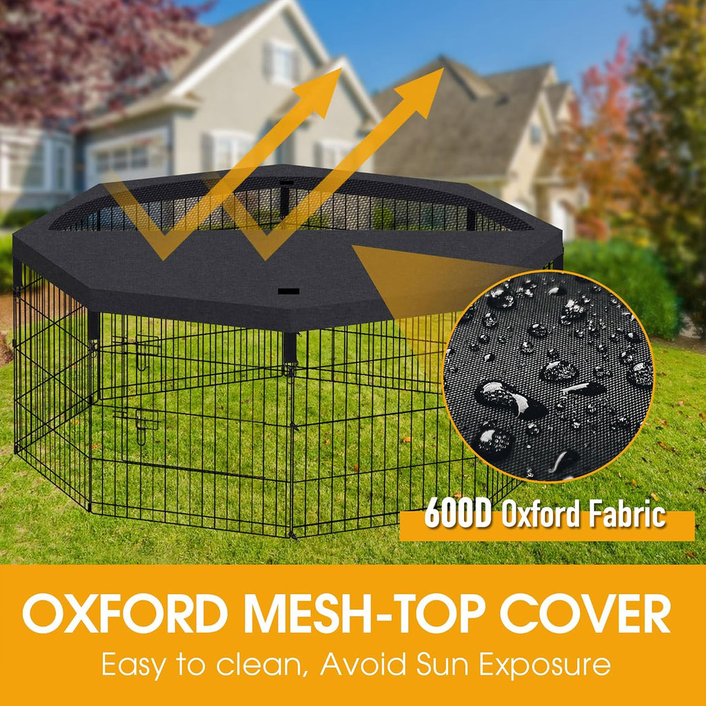 Dog Playpen Top Cover Only, for 8 Panel 24 Inch Wide Octagonal Mesh Black